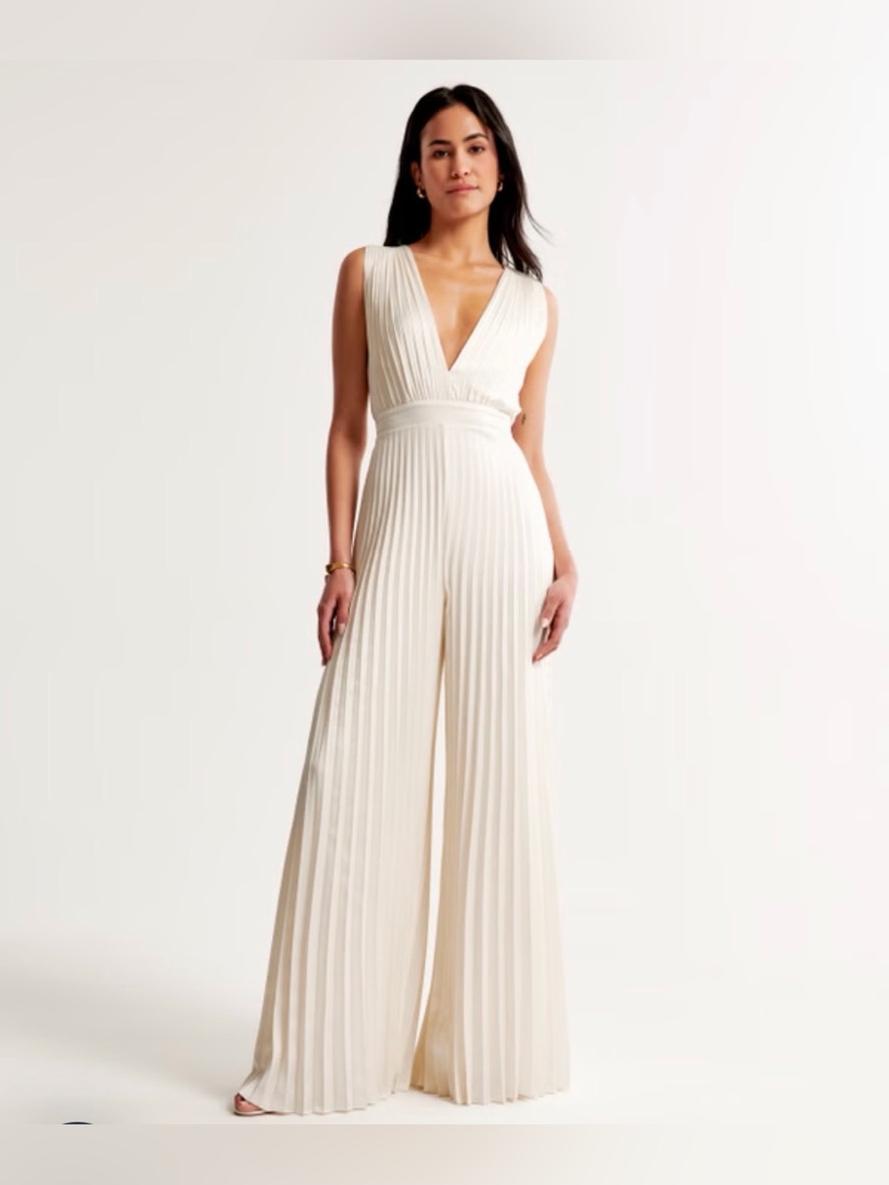 Abercrombie & Fitch Giselle Pleated Jumpsuit - Cream